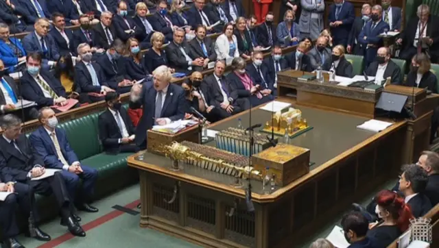 Tory front bench pictured on Wednesday at PMQs