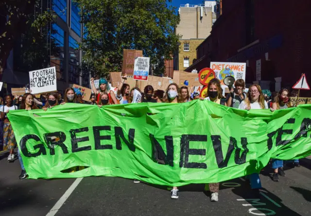 Advocates of the climate package protest in London last month