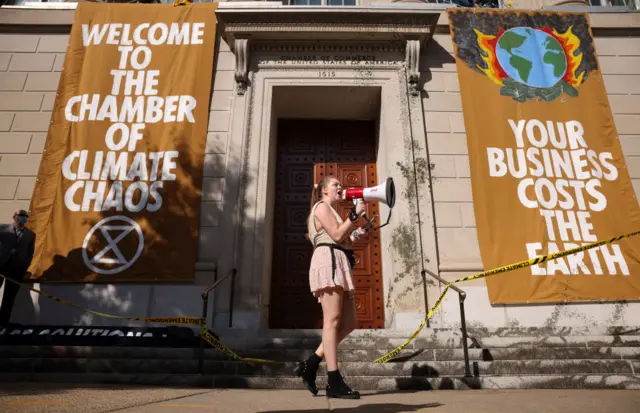 Climate activists have focused their ire on the US Chamber of Commerce