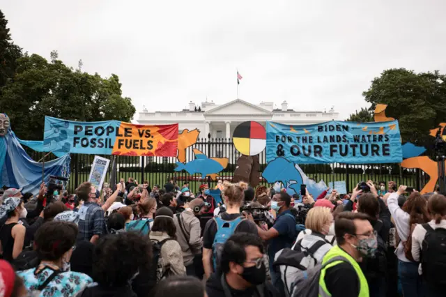 Protesters coalesced outside the White House