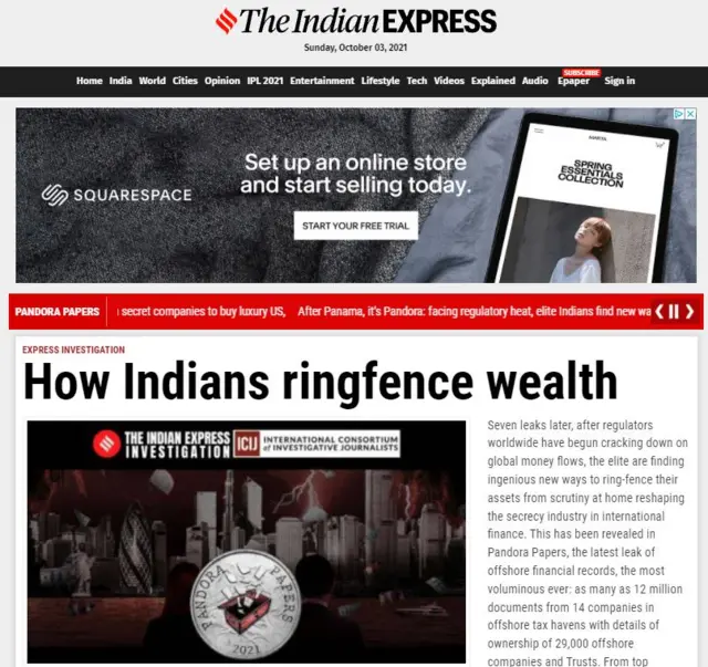 'How Indians ringfence wealth' - the front page of the Indian Express