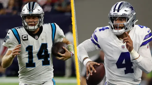 Carolina Panthers quarterback Sam Darnold and Dallas Cowboys quarterback Dak Prescott.