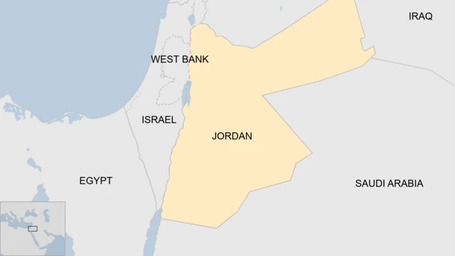 A map showing Jordan and its surrounding countries