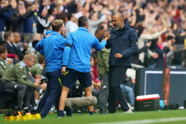 Nuno celebrates Spurs goal