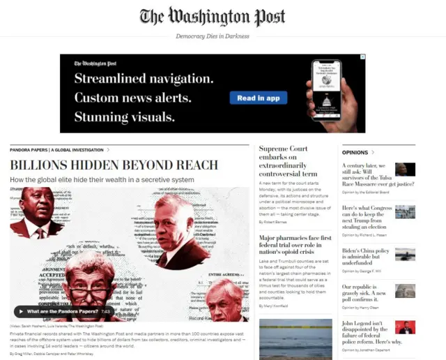 The Washington Post covers the Pandora Papers