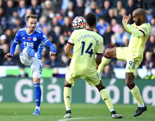 James Maddison in action for Leicester