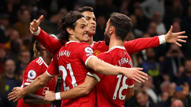 Ronaldo and United players celebrate