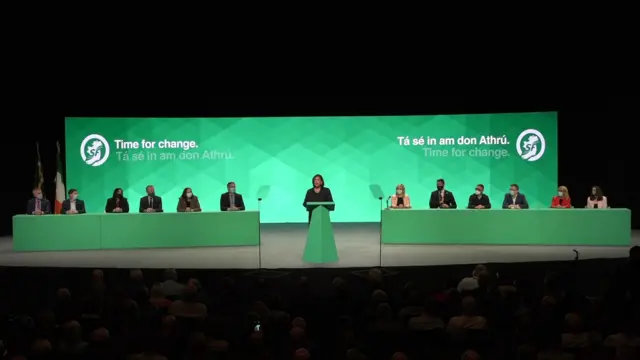 Mary Lou McDonald speaking at the Sinn Féin conference