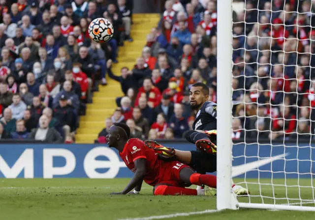 Sadio Mane thinks he has scored a second for Liverpool