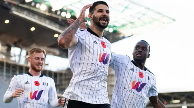 Aleksandar Mitrovic celebrates