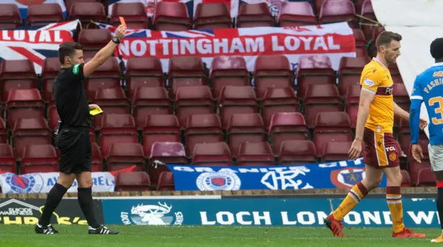 Stephen O'Donnell (right) was sent off for Motherwell