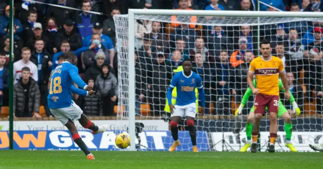 Glen Kamara scores for Rangers against Motherwell