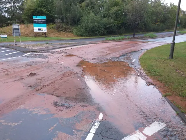 Silt on the roadway