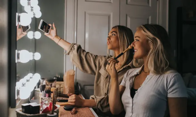 Two girls taking a selfie