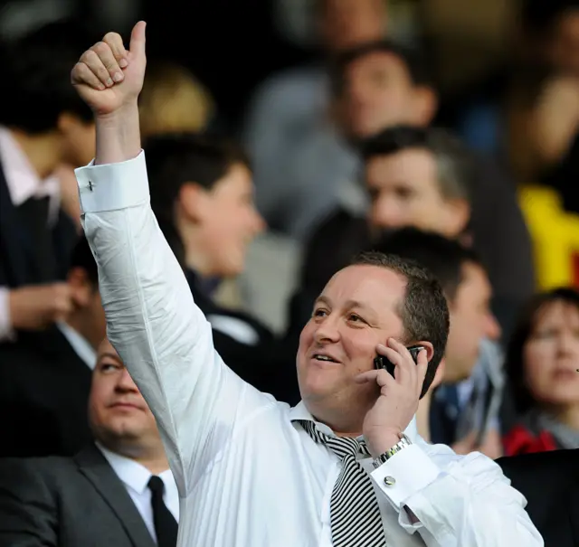 Mike Ashley waves to the fans