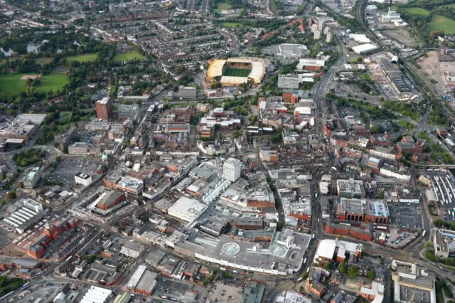 Aerial view of Wolverhampton