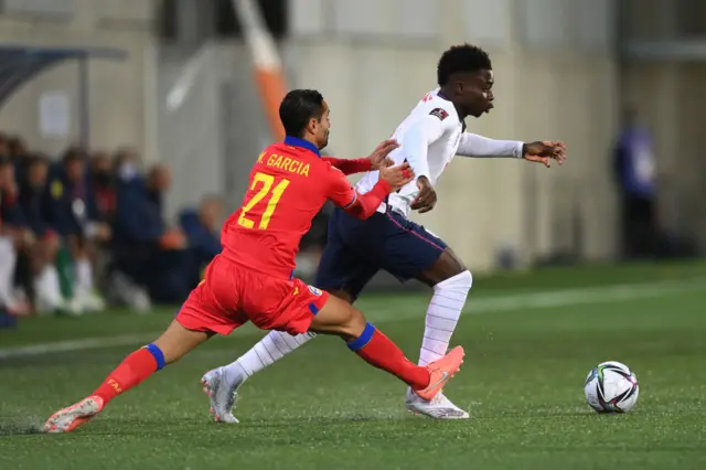 Saka in action for England