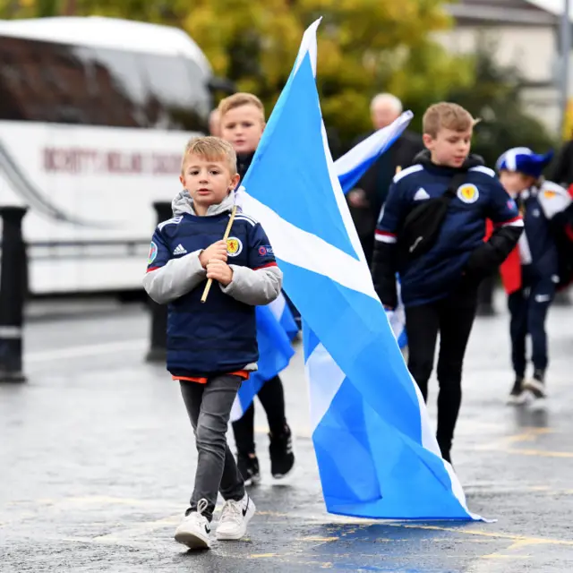 Scotland fan with a flag