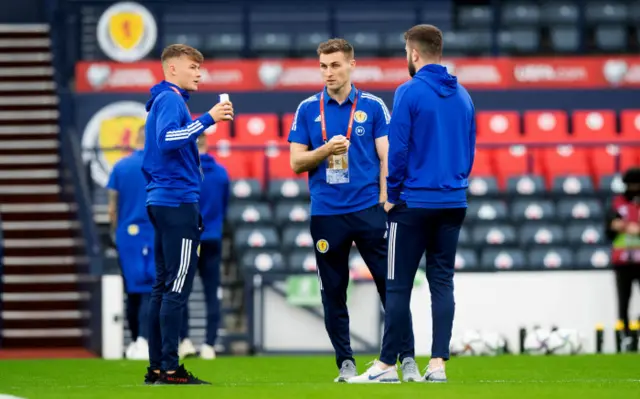 Scotland's Nathan Patterson, Stephen O'Donnell and Grant Hanley