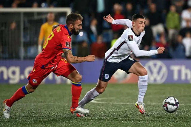 Phil Foden in action for England