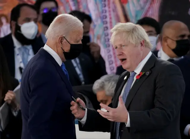 US President Joe Biden and UK Prime Minister Boris Johnson at the G20 summit in Rome