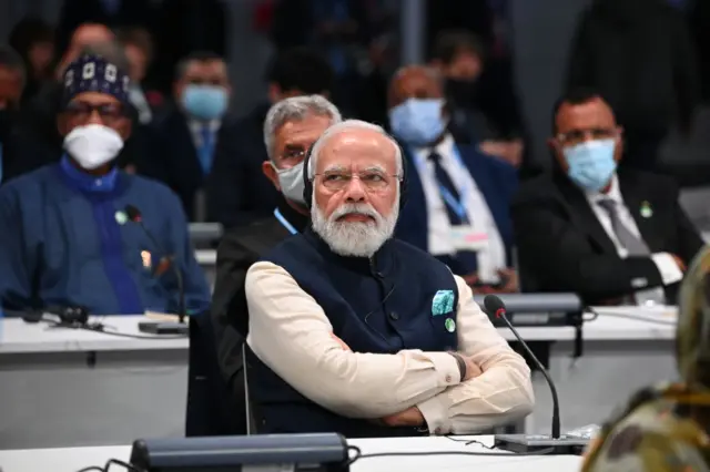 Prime Minister of India Narendra Modi attends the opening ceremony of the UN Climate Change Conference COP26