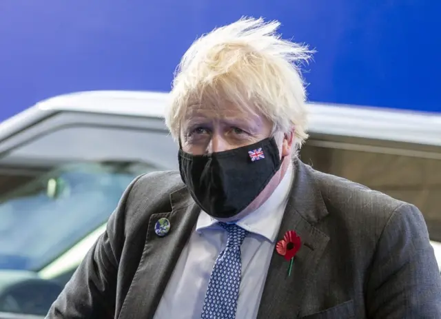 British Prime Minister Boris Johnson arrives to attend the COP26 UN Climate Change Conference in Glasgow, Britain