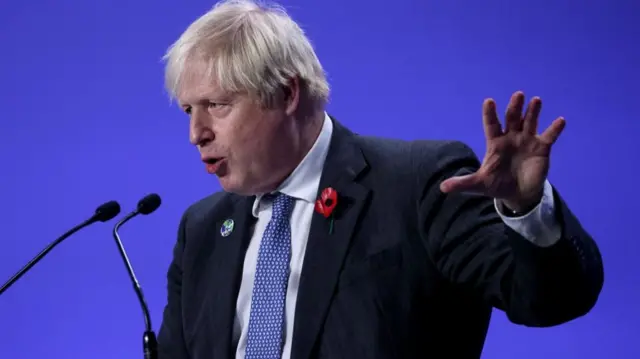 Britain"s Prime Minister Boris Johnson holds a news conference during the UN Climate Change Conference (COP26) in Glasgow, Scotland, Britain,