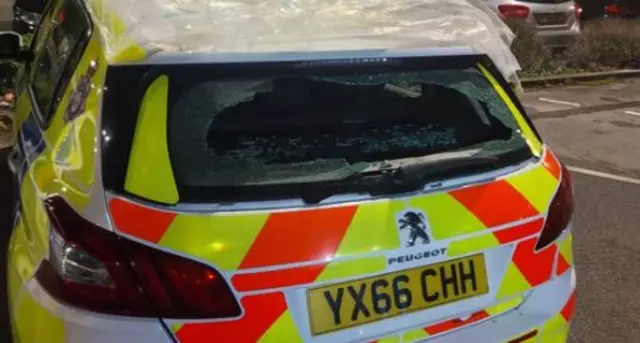 damaged police car