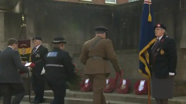Wreaths being laid at Station Rise
