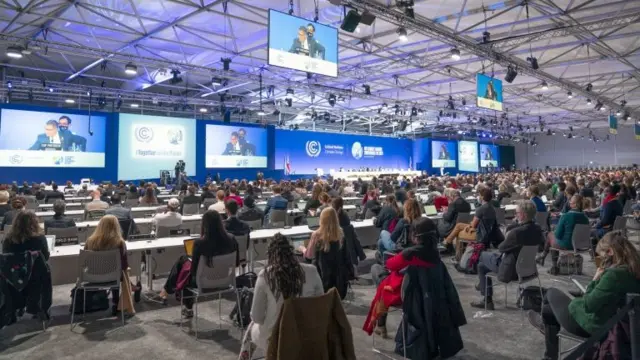 Delegates in the plenary room on Friday at the COP26 summit