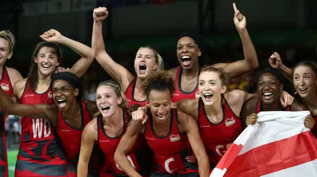 England netball team celebrates