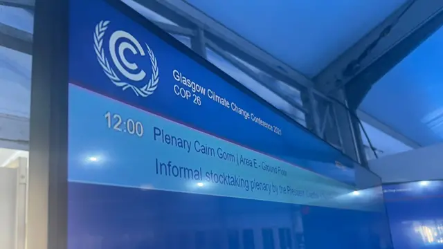 A sign showing what's happening at COP26 in Glasgow