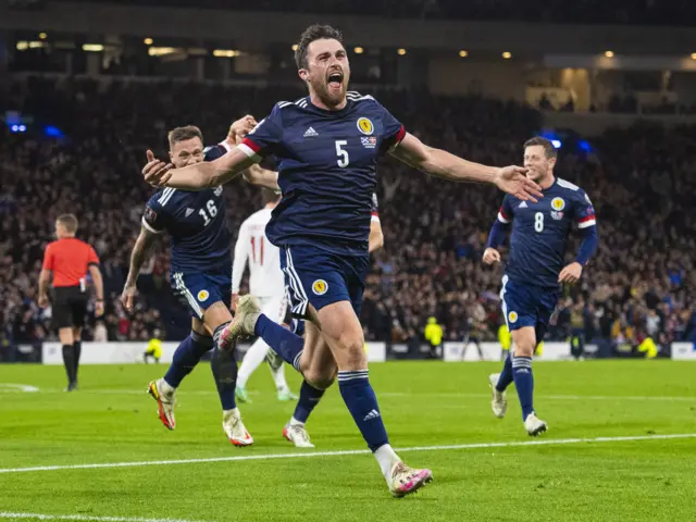 John Souttar celebrates his first international goal