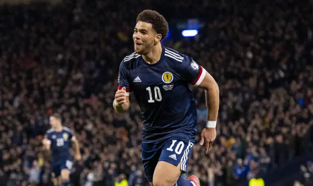 Che Adams was a powerful presence for Scotland all night