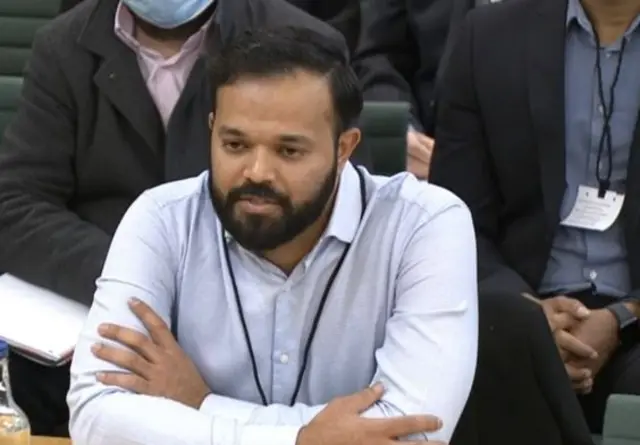 Screen grab from Parliament TV of former cricketer Azeem Rafiq giving evidence at the inquiry into racism he suffered at Yorkshire County Cricket Club, at the Digital, Culture, Media and Sport (DCMS) committee on sport governance at Portcullis House in London.