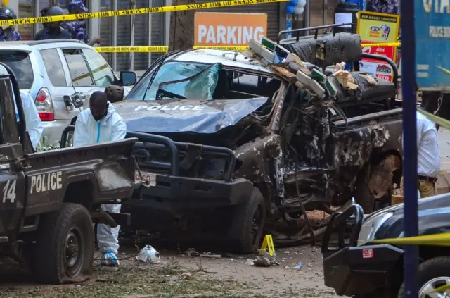 Bomb damaged vehicle