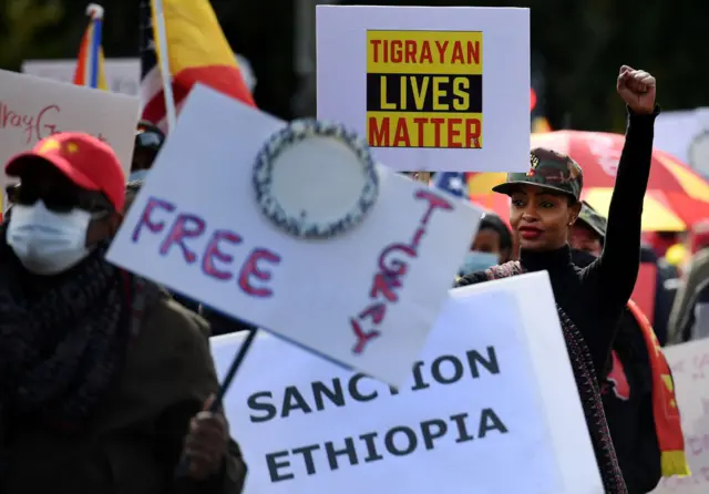 Demonstrators call for end of war in Ethiopia's northern region of Tigray