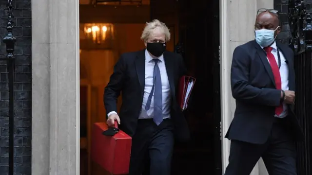 British Prime Minister, Boris Johnson leaves n10 Downing street to attend PMQS in the Houses of Parliament in London, Britain,