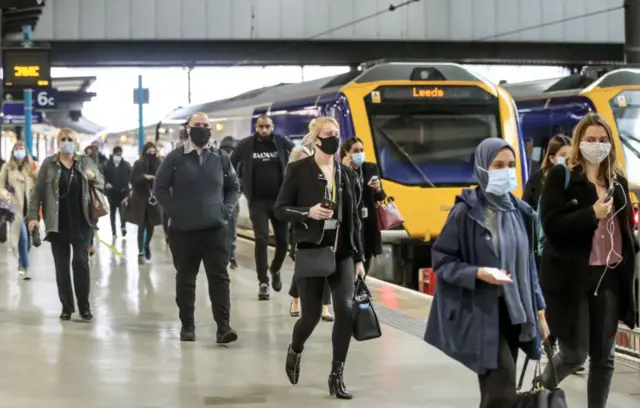 Passengers at Leeds railway station