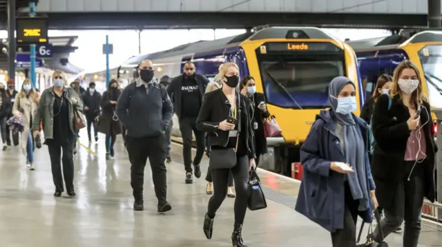 Commuters at Leeds station