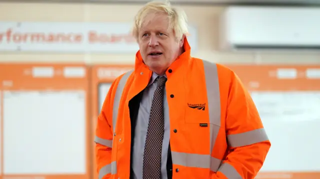 Prime Minister Boris Johnson during a visit to the Network Rail hub at Gascoigne Wood, near Selby, North Yorkshire, to coincide with the announcement of the Integrated Rail Plan.