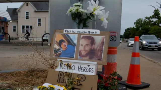 A small memorial near where Joseph Rosenbaum and Anthony Huber were killed