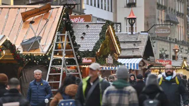 The Munich Christmas market being put up