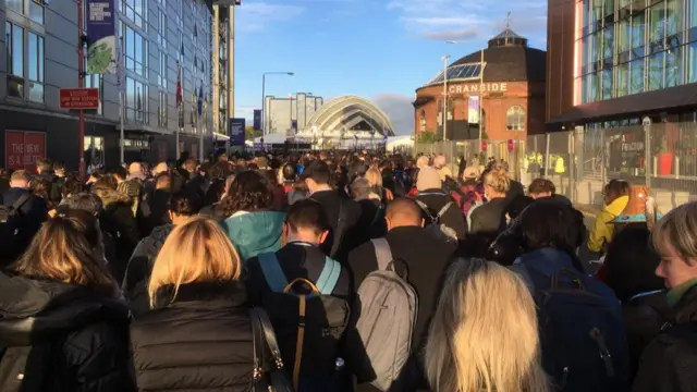 Queue to get into COP on Tuesday