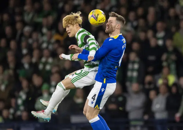 Celtic's Kyogo Furuhashi battles with St Johnstone's Jamie McCart