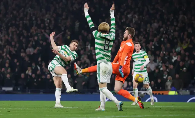 Celtic's James Forrest makes it 1-0,