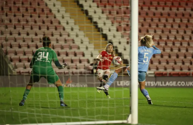 Manchester United's Ona Batlle scores against Manchester City