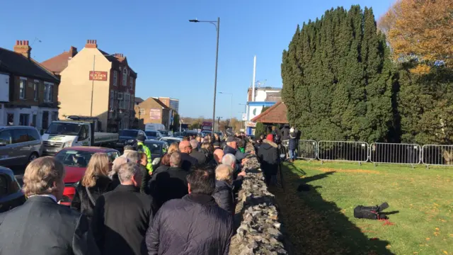 queue outside St Mary's Church