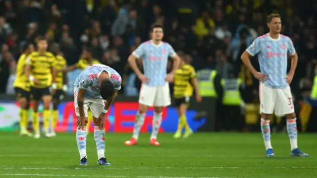 Dejected Manchester United players